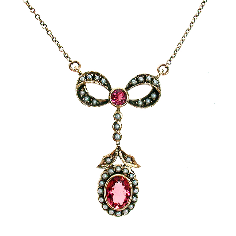 Pink Tourmaline Pearl Necklace (N0316) - ANTIKA