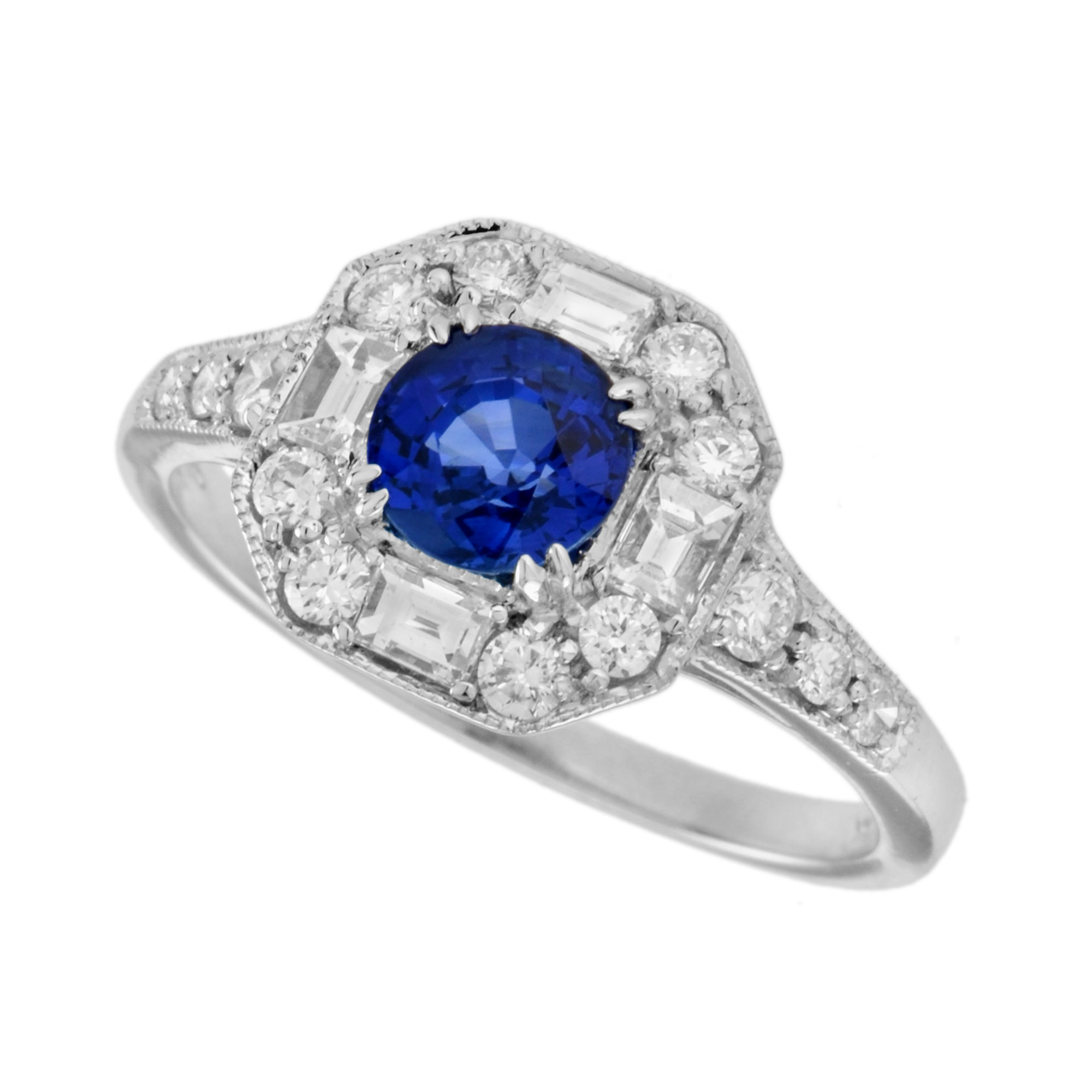 Ceylon Sapphire Diamond Engagement Ring (R5409) - ANTIKA